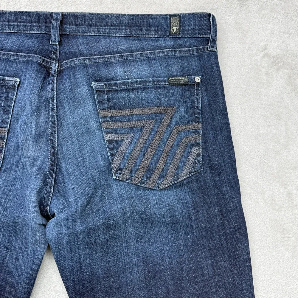 7 For All Mankind Standard Fit Jeans Mens 38 Blue Straight Leg Button Fly Preppy - Picture 5 of 12